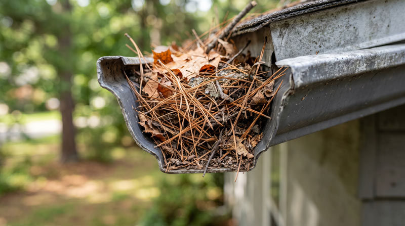 Cluttered-gutter – San Diego Tree Service | San Diego Tree Service | Tree Trimming | Tree Removal Poway tree service